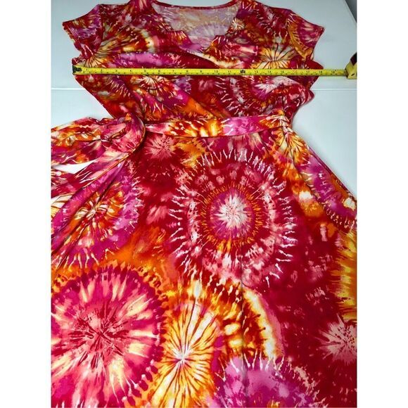 Floral Print Tie Dye Dress midi Vneck Approximately Size M - Picture 7 of 16